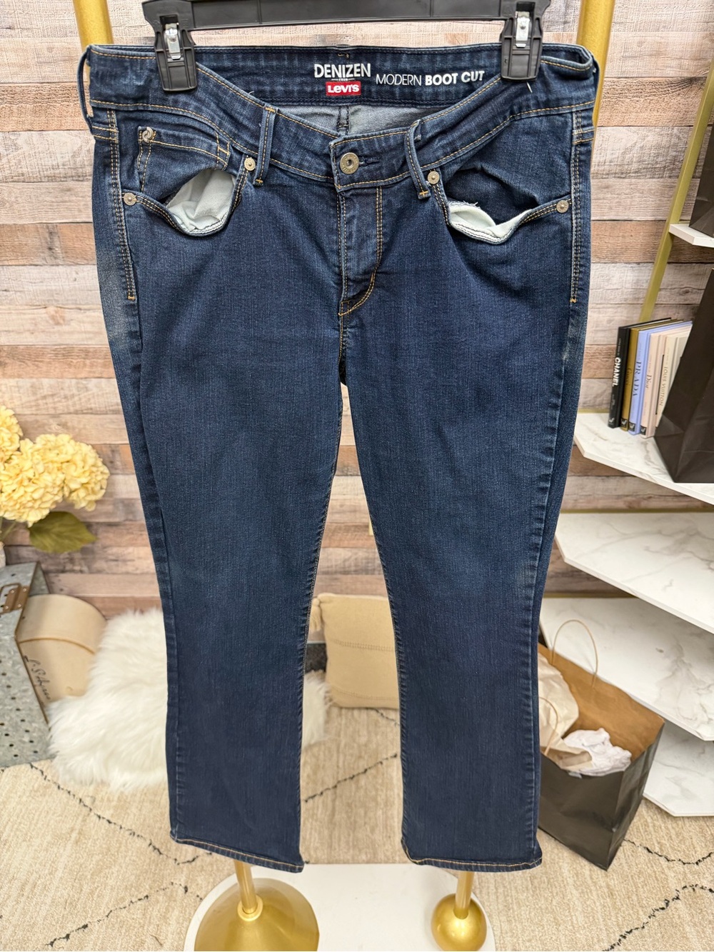 Levi’s Denizen Modern Straight Leg Navy Jeans Dark Wash
